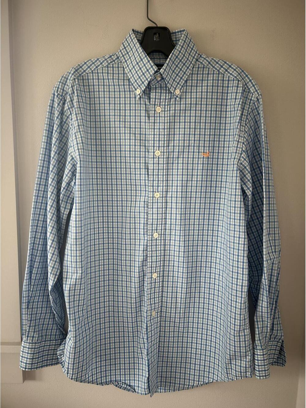 Southern Marsh Blue and White Print Dress Shirt Men’s Size Small